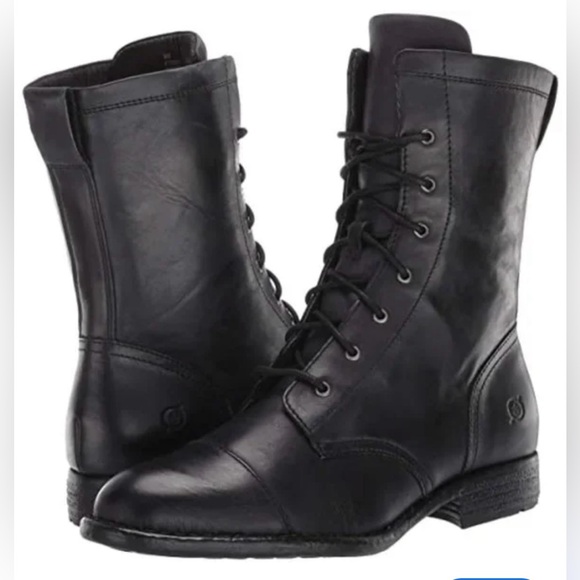 Born Shoes Born Neon Lace Up Combat Boot Black Leather, Sz 7.5 - Picture 1 of 10